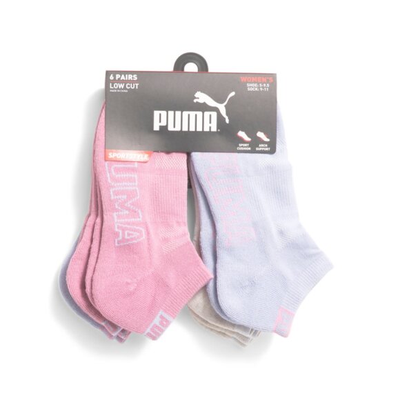 PUMA Light Purple 6pk Low Cut Sportstyle Training Socks - Picture 1 of 1